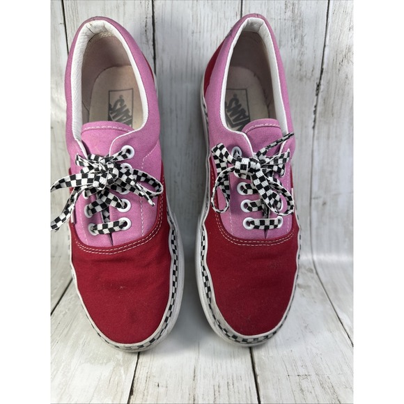 Vans Era Platform Chili Pepper Pink with Checkered Trim Women's Size 9.5 Men's 8 - Picture 1 of 16